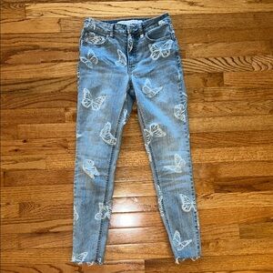 Tinseltown Blue Skinny Jeans with Distressed Design